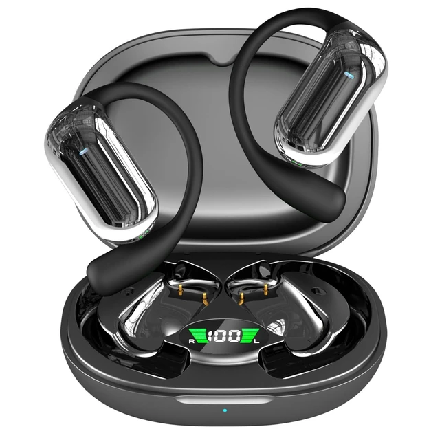 Main image of Wireless Headphones, Bluetooth Earbuds Stereo Deep Bass Over Ear Bud with Earhooks, ENC Noise Cancelling Mic, IPX7 Waterproof Earphone for Workout/Running