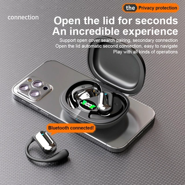 Alt view image 7 of 7 - Wireless Headphones, Bluetooth Earbuds Stereo Deep Bass Over Ear Bud with Earhooks, ENC Noise Cancelling Mic, IPX7 Waterproof Earphone for Workout/Running