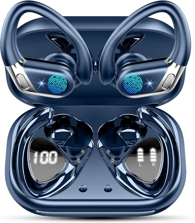 Main image of Wireless Earbuds, Bluetooth 5.4 Headphones Sport, 75H Deep Bass Sound Over Ear Buds with 4 ENC Noise Cancelling Mic, Dual LED Display, IP7 Waterproof Earphones with Earhook for Workout/Running/Gym