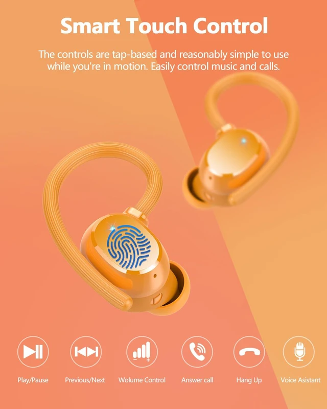 Alt view image 4 of 7 - Wireless Earbuds 128hrs Bluetooth 5.3 Headphone Sport, 2026 Bluetooth Earbuds Stereo Deep Bass Over Ear Bud with Earhooks, ENC Noise Cancelling Mic, IPX7 Waterproof Earphone for Workout/Running