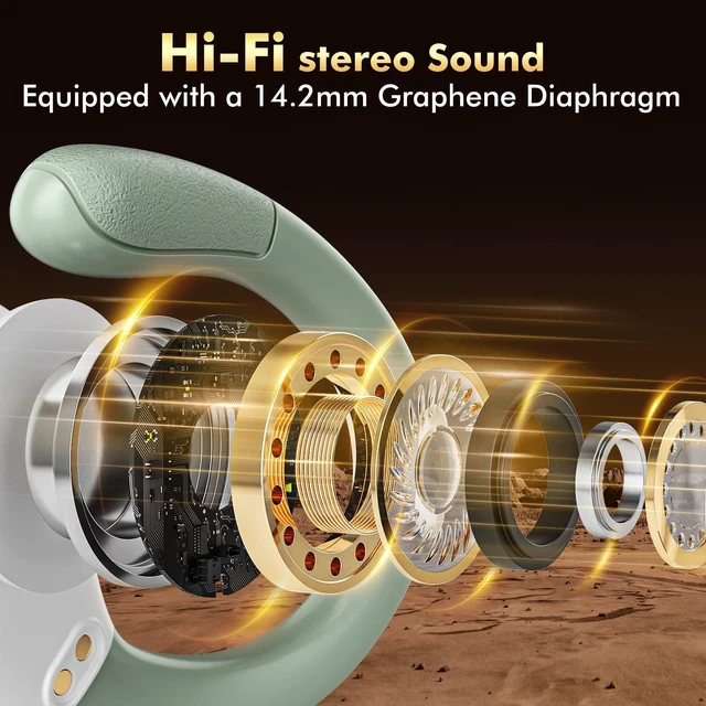 Alt view image 3 of 7 - Wireless Earbuds, Sports Bluetooth Headphones, 80Hrs Playtime Ear Buds with LED Power Display, Noise Canceling Headset, IPX7 Waterproof Earphones for Workout/RunningLight Green