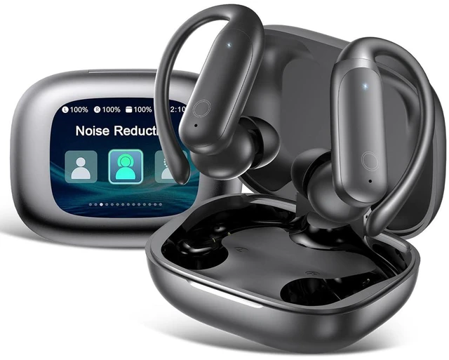 Main image of Wireless Earbuds Bluetooth 6.0 with ANC Touchscreen 40H Bass, Carbon Gray | Noise Cancelling Ear Buds with Ear Hooks for iOS, Android, Sports, Workout, Lightweight Over-ear Headphones Stereo Sound