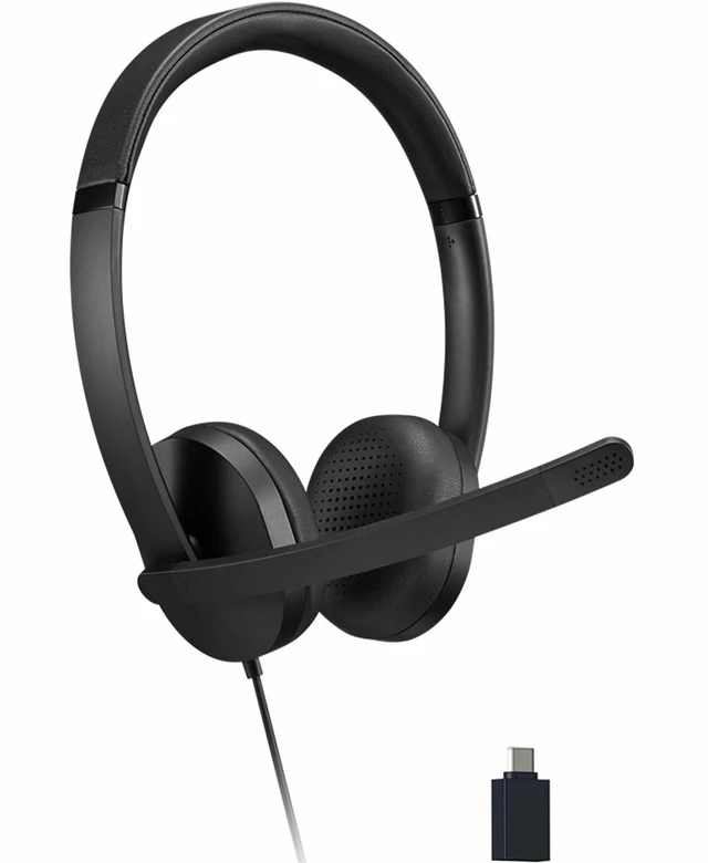 Alt view image 4 of 7 - 115 USB-A/USB-C Wired Stereo Headset Lightweight, Noise-Cancelling, in-Line Control Box, USB-A to USB-C Adapter, Over-Ear Design, Headset with Mic for PC and Laptop, Black