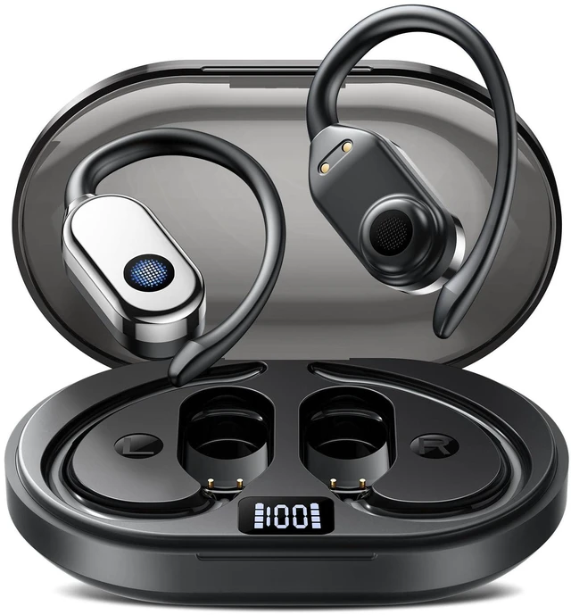 Main image of Wireless Earbuds 45 Hours Bluetooth 5.5 Headphone Sport, 2026 Bluetooth Earbuds Over Ear Bud with Earhooks, LED Display Noise Cancelling Mic IPX7 Waterproof Earphone