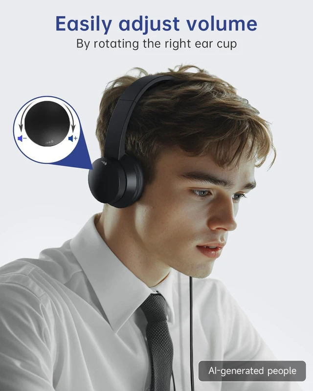 Alt view image 4 of 7 - USB Headset with Microphone for PC, Wired Headphones with Mic USB Headset with Noise Cancelling Microphone, Computer Headset with Microphone for Home Office Online Class Teams SkypeBlack