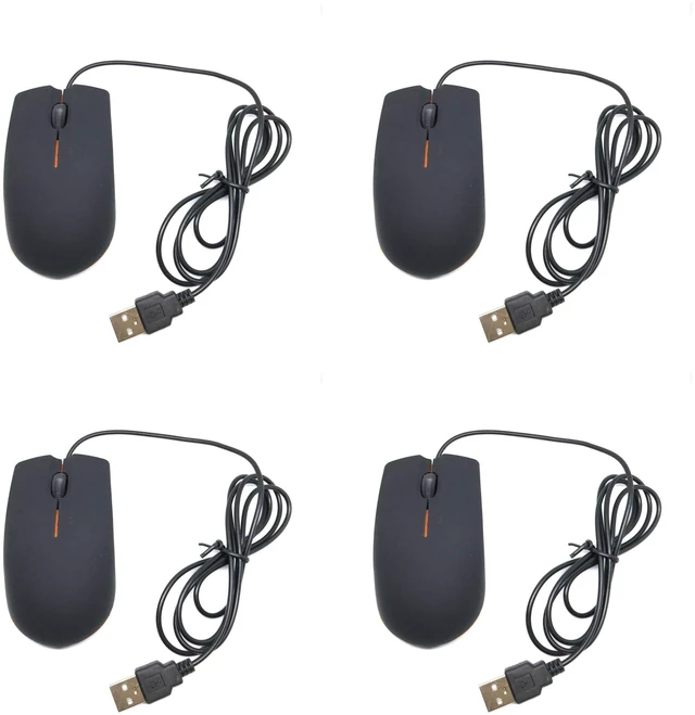 Main image of Wired 3 Button Optical Computer Mouse - 4 Pack - Bulk Computer Mice