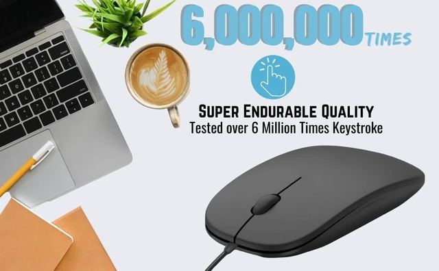 Alt view image 3 of 4 - USB Wired Mouse for Laptop Computer and PC, 3-Button Wired USB Computer Corded Mouse with Scrolling Wheel, Optical Computer Mouse for Mac Desktop Silent Click Premium and Portable Mice
