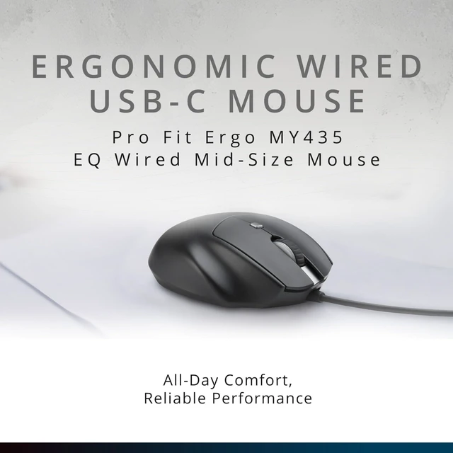 Alt view image 7 of 7 - USB-C Wired Mouse, Pro Fit Ergo MY435 EQ Wired Mouse, for Small to Medium-Sized Hand, Programmable Buttons, Quiet-Click Buttons, USB-C Connection - Black (K72512NA)