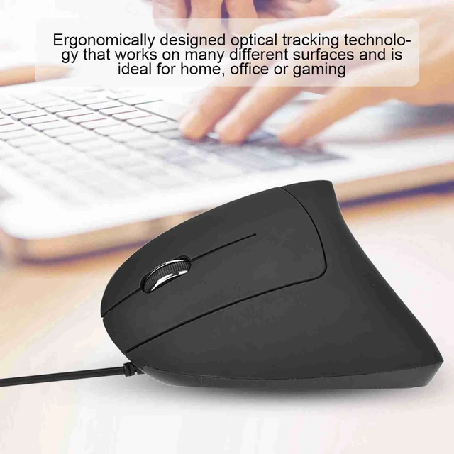 Alt view image 2 of 7 - Ergonomic Vertical USB Wired Mouse, Left Handed Optical Mouse, 3 Adjustable DPI 800/1200/1600, 6 Programmable Buttons, Universal Gaming Mouse for Laptop, Desktop, Notebook, PC, Computer (Black)
