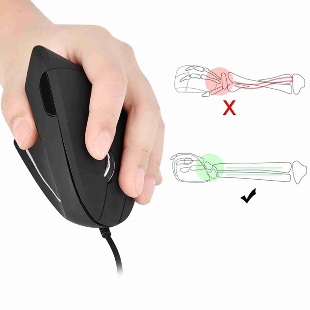 Alt view image 5 of 7 - Ergonomic Vertical USB Wired Mouse, Left Handed Optical Mouse, 3 Adjustable DPI 800/1200/1600, 6 Programmable Buttons, Universal Gaming Mouse for Laptop, Desktop, Notebook, PC, Computer (Black)