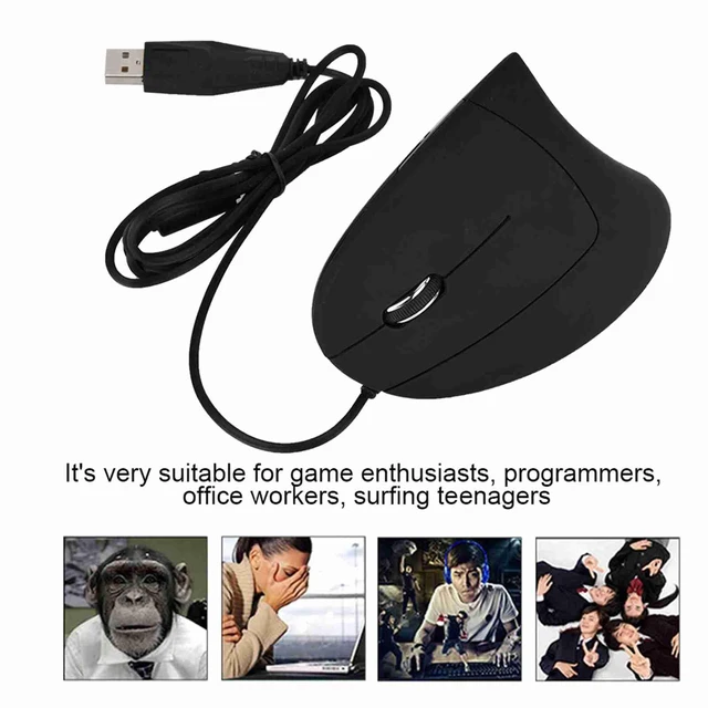 Alt view image 6 of 7 - Ergonomic Vertical USB Wired Mouse, Left Handed Optical Mouse, 3 Adjustable DPI 800/1200/1600, 6 Programmable Buttons, Universal Gaming Mouse for Laptop, Desktop, Notebook, PC, Computer (Black)