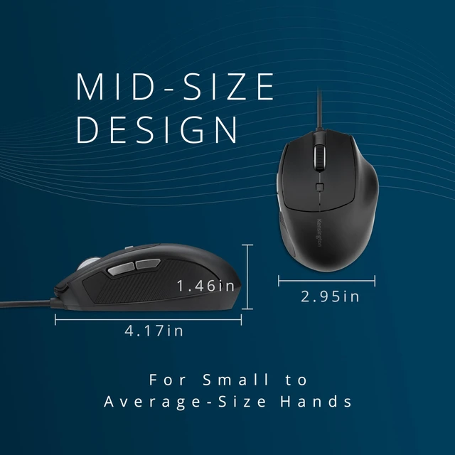 Alt view image 2 of 7 - USB-C Wired Mouse, Pro Fit Ergo MY435 EQ Wired Mouse, for Small to Medium-Sized Hand, Programmable Buttons, Quiet-Click Buttons, USB-C Connection - Black (K72512NA)
