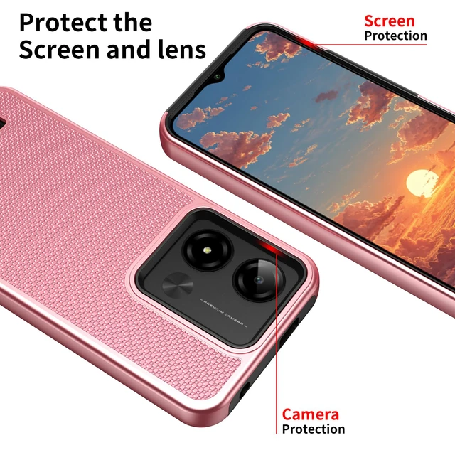 Alt view image 3 of 7 - for Cloud Mobile Stratus C8 Prime Phone Case with Tempered Glass Screen Protector,Dual Layer Heavy Duty Shockproof Protection (Rose Gold)