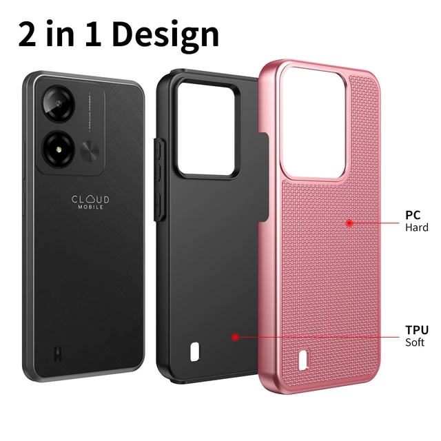 Alt view image 4 of 7 - for Cloud Mobile Stratus C8 Prime Phone Case with Tempered Glass Screen Protector,Dual Layer Heavy Duty Shockproof Protection (Rose Gold)