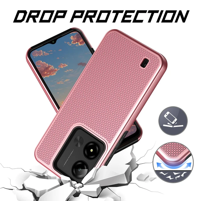 Alt view image 5 of 7 - for Cloud Mobile Stratus C8 Prime Phone Case with Tempered Glass Screen Protector,Dual Layer Heavy Duty Shockproof Protection (Rose Gold)