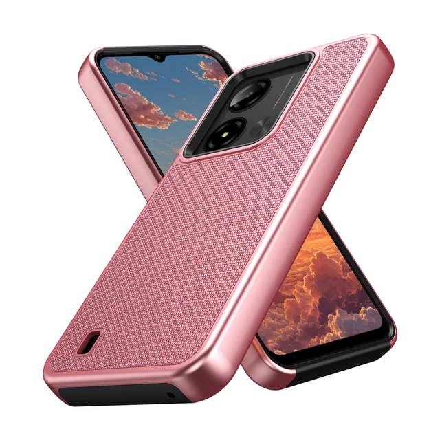 Alt view image 7 of 7 - for Cloud Mobile Stratus C8 Prime Phone Case with Tempered Glass Screen Protector,Dual Layer Heavy Duty Shockproof Protection (Rose Gold)