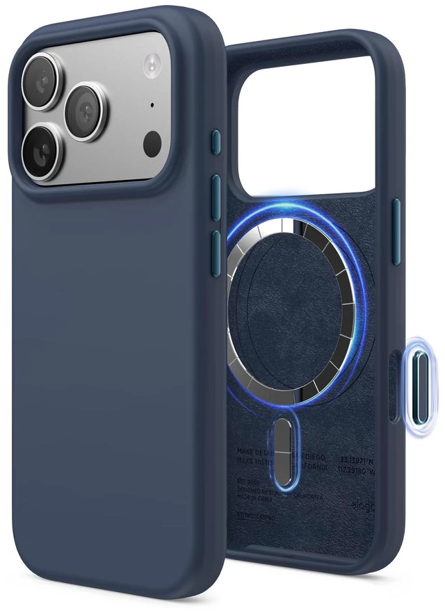Main image of Premium Magnetic Silicone Case for iPhone 17 Pro | Compatible with MagSafe, Liquid Silicone Material, Protection, Shockproof, Slim Phone (Jean Indigo)