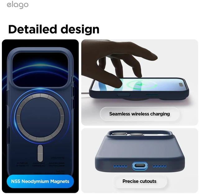 Alt view image 7 of 7 - Premium Magnetic Silicone Case for iPhone 17 Pro | Compatible with MagSafe, Liquid Silicone Material, Protection, Shockproof, Slim Phone (Jean Indigo)