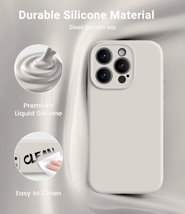 Alt view image 3 of 7 - Magnetic for iPhone 16 Pro Case,Compatible with Magsafe,Classic Liquid Silicone Mobile Phone Case,Integrated Camera Control Button,Anti-Scratch Microfiber Lining, Stone