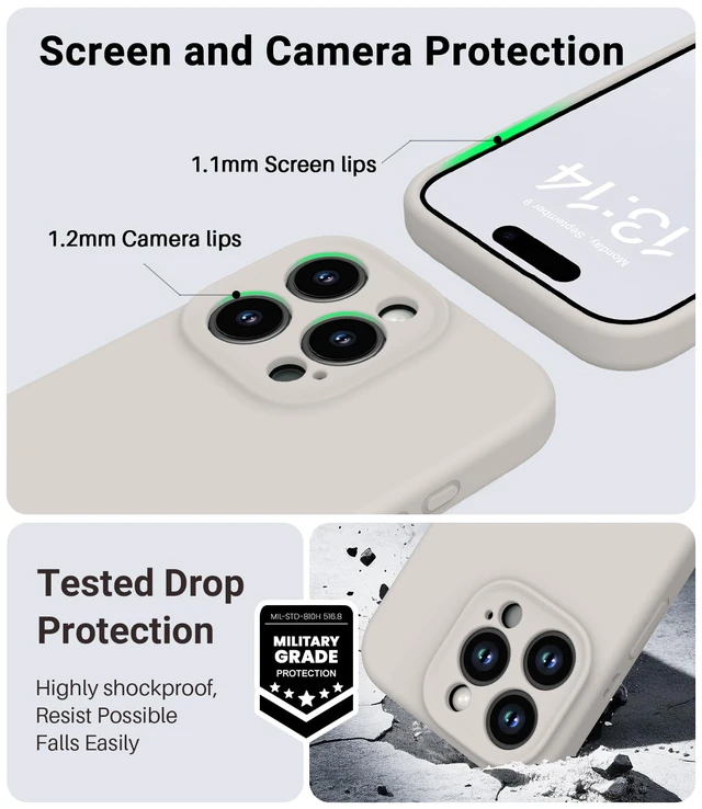 Alt view image 4 of 7 - Magnetic for iPhone 16 Pro Case,Compatible with Magsafe,Classic Liquid Silicone Mobile Phone Case,Integrated Camera Control Button,Anti-Scratch Microfiber Lining, Stone