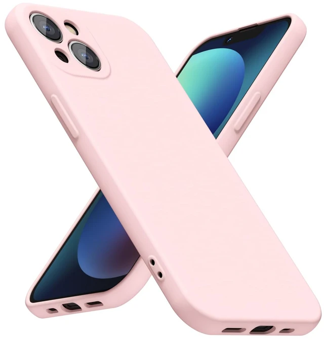 Main image of for iPhone 13 Phone Case Silicone, Minimalist Ultra Thin Slim Soft Rubber Gel Solid Color Matte TPU Cute Case for Women Men, Girly Plain Aesthetic Design & Camera Cover Protection, Light Pink