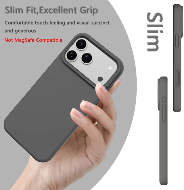 Alt view image 3 of 7 - iPhone 17 pro/18 pro Case Silicone(Charcoal Gray) | Premium Liquid Silicone,Baby-Grade Safe Material,Silky Soft Touch,Military Grade Shock Absorption,Easy To Install & Remove