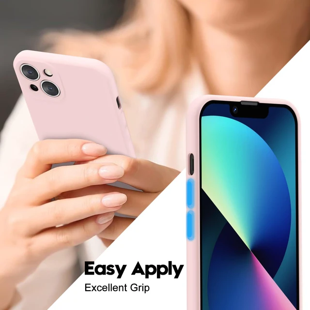 Alt view image 5 of 7 - for iPhone 13 Phone Case Silicone, Minimalist Ultra Thin Slim Soft Rubber Gel Solid Color Matte TPU Cute Case for Women Men, Girly Plain Aesthetic Design & Camera Cover Protection, Light Pink