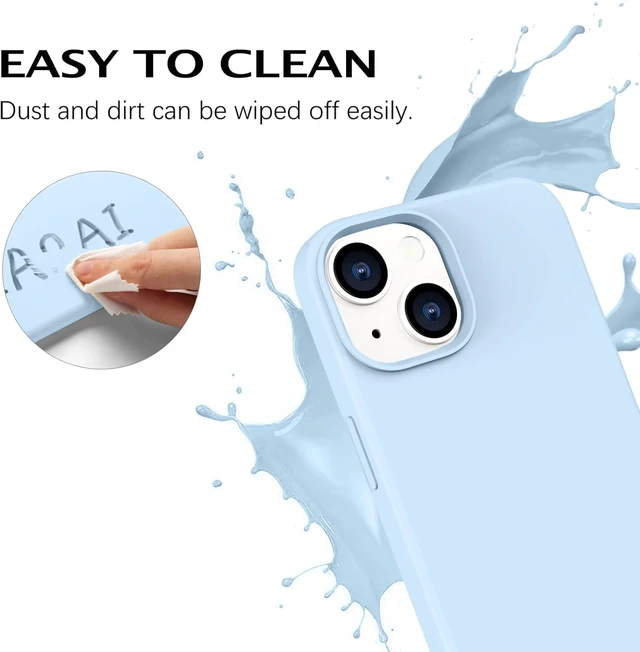 Alt view image 7 of 7 - for iPhone 15 Case, Liquid Silicone Soft Gel Rubber iPhone 15 Phone Case Slim Fit Cover with Microfiber Lining Shockproof Protective Phone Cases for iPhone 15 6.1 inch, Light Blue