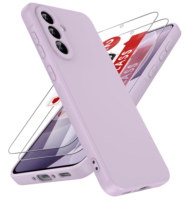Main image of for A36-Samsung-Case: Samsung A36 5G Case with 2 Pack Tempered Glass Screen Protector, Soft Liquid Silicone Shockproof Anti-Scratch Phone Case for Galaxy 36A, Purple