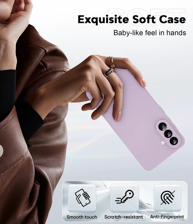 Alt view image 4 of 7 - for A36-Samsung-Case: Samsung A36 5G Case with 2 Pack Tempered Glass Screen Protector, Soft Liquid Silicone Shockproof Anti-Scratch Phone Case for Galaxy 36A, Purple