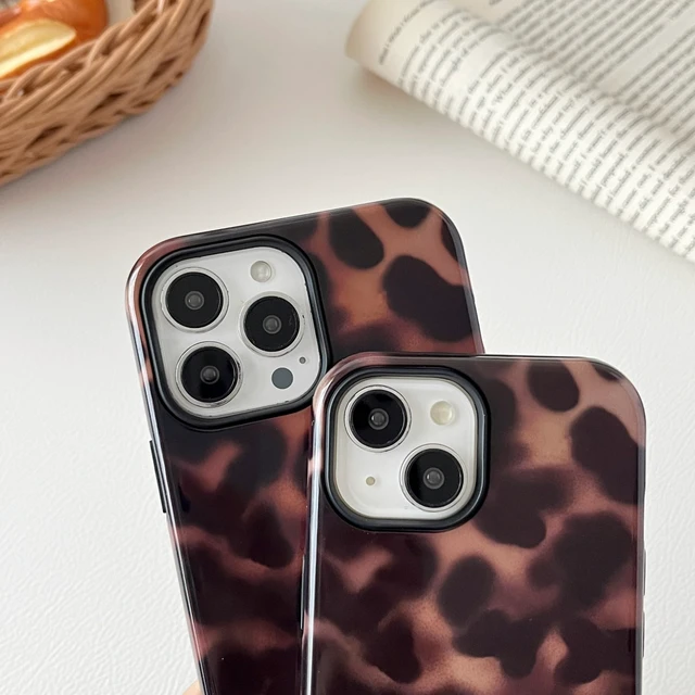 Alt view image 5 of 7 - Compatible with iPhone 15 Case Tortoise Shell Phone Case Brown | Tortoise Shell Phone Cover for Women Girl Shockproof TPU and Hard PC Protective Cover - Amber Brown Leopard