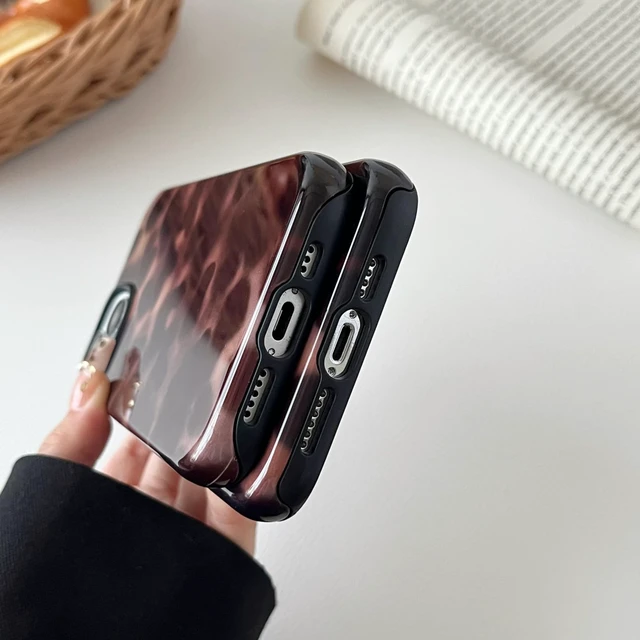 Alt view image 7 of 7 - Compatible with iPhone 15 Case Tortoise Shell Phone Case Brown | Tortoise Shell Phone Cover for Women Girl Shockproof TPU and Hard PC Protective Cover - Amber Brown Leopard