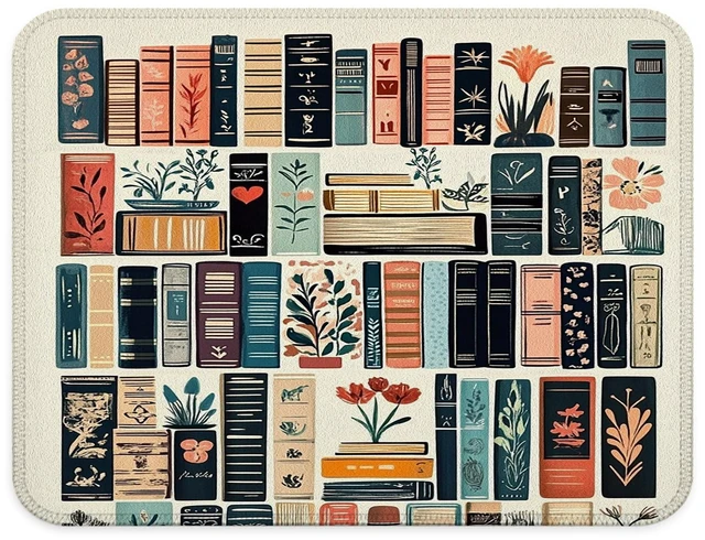 Main image of Vintage Library Floral Book Mouse Pad, Reading Lovers Reader Librarian Gifts, Floral Bookish Aesthetic Mouse Pad for Work Computers Laptop Home Office Dorm Desk Accessories, 9.5x7.9 Inch