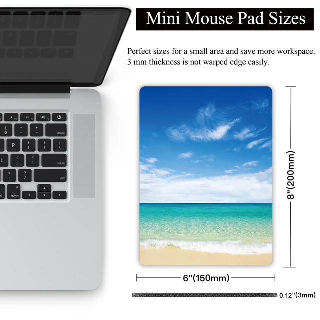 Alt view image 2 of 7 - Small Mouse Pad, Mini Mouse Pad 6 X 8 Inch with Non-Slip Rubber Base for Keyboard Tray Laptops Wireless Mouse Home Office Travel, Washable & Portable (Beach)