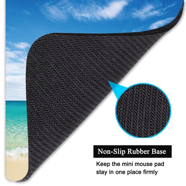 Alt view image 4 of 7 - Small Mouse Pad, Mini Mouse Pad 6 X 8 Inch with Non-Slip Rubber Base for Keyboard Tray Laptops Wireless Mouse Home Office Travel, Washable & Portable (Beach)