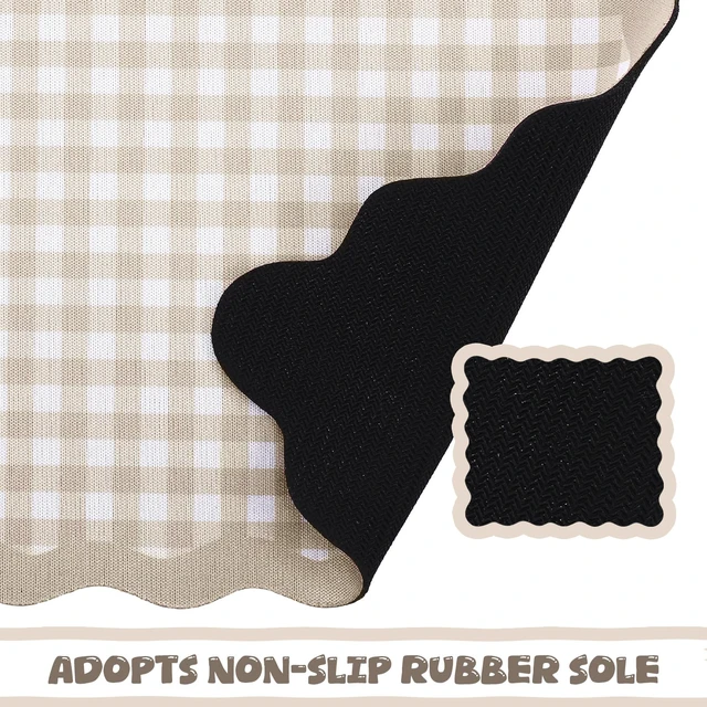 Alt view image 6 of 6 - Brown Scalloped Gingham Mouse Pad 9x7.9 Inch | 9x7.9 Inch Size, Waterproof Rubber Base with Stitched Edges, Soft Surface for Office Desk, Back to School Gift for Girls