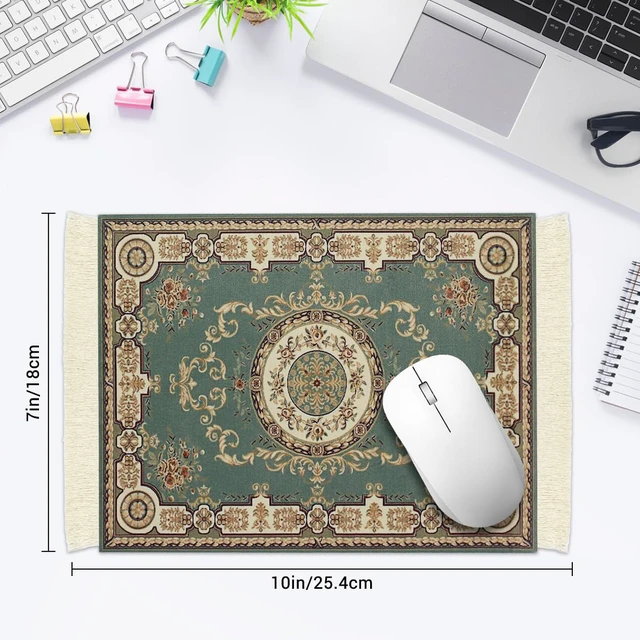 Alt view image 2 of 7 - Persian Carpet Style Mouse Pad Oriental Vintage Bohemian Rug Desk Pad Miniature Mouse Mat Coaster Table Décor for Office Home (Color_50)