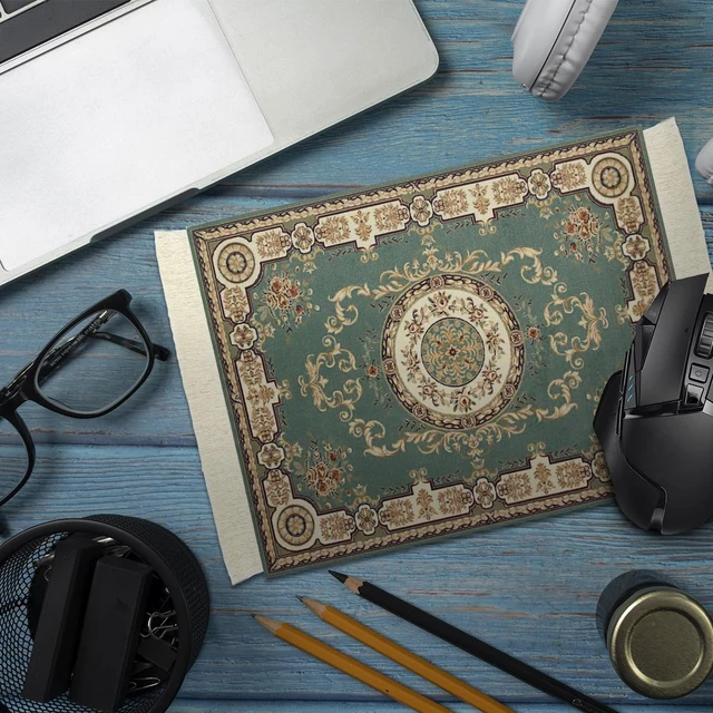 Alt view image 7 of 7 - Persian Carpet Style Mouse Pad Oriental Vintage Bohemian Rug Desk Pad Miniature Mouse Mat Coaster Table Décor for Office Home (Color_50)