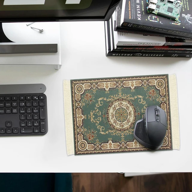 Alt view image 6 of 7 - Persian Carpet Style Mouse Pad Oriental Vintage Bohemian Rug Desk Pad Miniature Mouse Mat Coaster Table Décor for Office Home (Color_50)