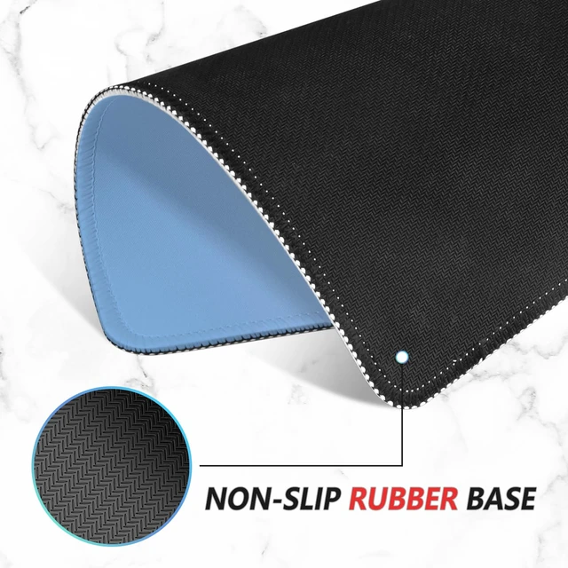Alt view image 4 of 7 - Mouse Pad Non-Slip Rubber Base Smooth Surface Stitched Edges Waterproof Durable Compatible with All Mice for Office & Gaming, Desk Accessory, 10.2x8.3x0.12 inch, Azure