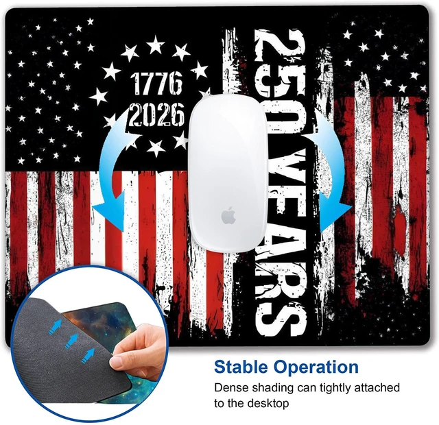 Alt view image 6 of 6 - The 250th Anniversary of the United States Customized Mousepad Non-Slip Rubber Base Mouse Pads for Computers Laptop