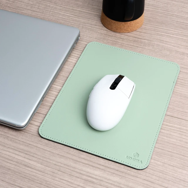 Main image of Faux Leather Mouse Pad Elegant & Waterproof | Synthetic Leather, Non-Slip Rubber Base, Stitched Edges | Ideal for Laptop, Office (Light Green, 7 x 9 Inches)