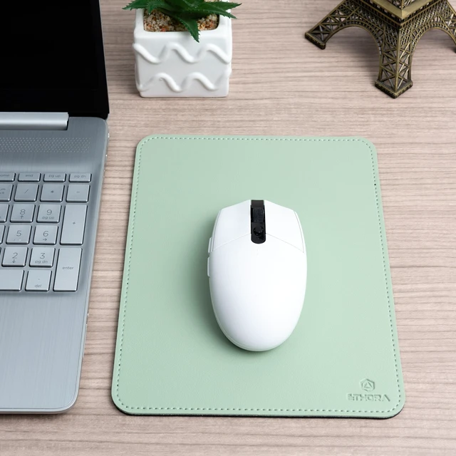 Alt view image 3 of 7 - Faux Leather Mouse Pad Elegant & Waterproof | Synthetic Leather, Non-Slip Rubber Base, Stitched Edges | Ideal for Laptop, Office (Light Green, 7 x 9 Inches)