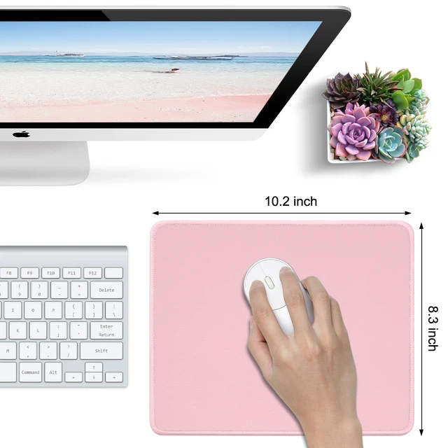 Alt view image 3 of 7 - Mouse Pad with Anti-fray Stitching,10.2 * 8.3 in Pink | Anti-Fray Stitched Edges, Premium Waterproof Surface, Non-Slip Rubber Base, Office & Home Use