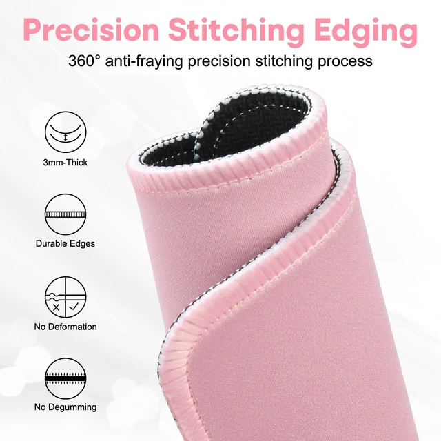 Alt view image 4 of 7 - Mouse Pad with Anti-fray Stitching,10.2 * 8.3 in Pink | Anti-Fray Stitched Edges, Premium Waterproof Surface, Non-Slip Rubber Base, Office & Home Use