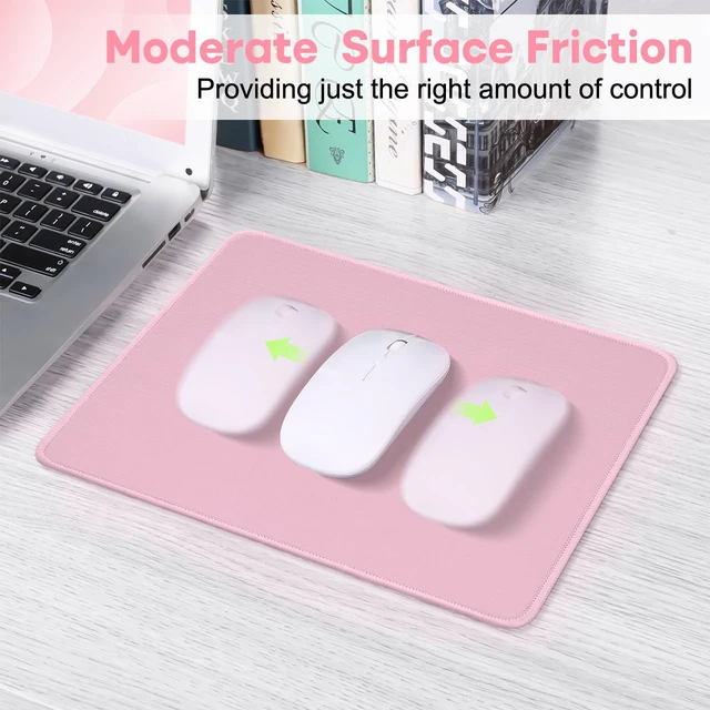 Alt view image 6 of 7 - Mouse Pad with Anti-fray Stitching,10.2 * 8.3 in Pink | Anti-Fray Stitched Edges, Premium Waterproof Surface, Non-Slip Rubber Base, Office & Home Use