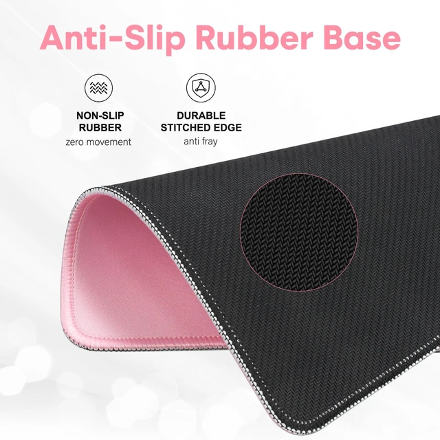 Alt view image 7 of 7 - Mouse Pad with Anti-fray Stitching,10.2 * 8.3 in Pink | Anti-Fray Stitched Edges, Premium Waterproof Surface, Non-Slip Rubber Base, Office & Home Use