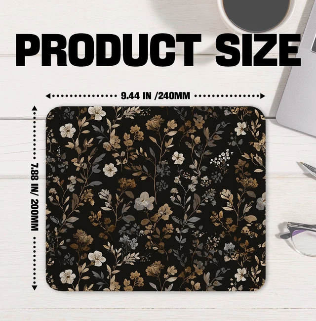 Alt view image 7 of 7 - Vintage Boho Dark Floral Mouse Pad, Dark Cottagecore Neutral Botanical Wildflower Mouse Pads Mousepads Non-Slip for Computers Laptop Home Office Desk Accessories, 9.5x7.9 Inch