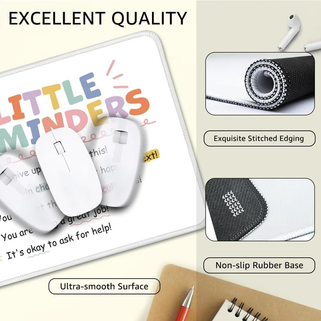 Alt view image 3 of 6 - Funny Little Reminders Non-Slip Mouse Pad Gifts for Employee Girls | Stitched Edge, Inspirational Appreciation Gifts for Coworker Daughter, Back to School Gifts for College Student, Self Love