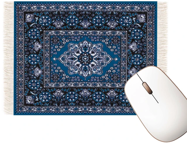 Main image of Carpet Mouse Pad - Persian Style Design, Unique and Elegant, Ideal for Office Workers, Gamers, and Students (Grayish Blue)
